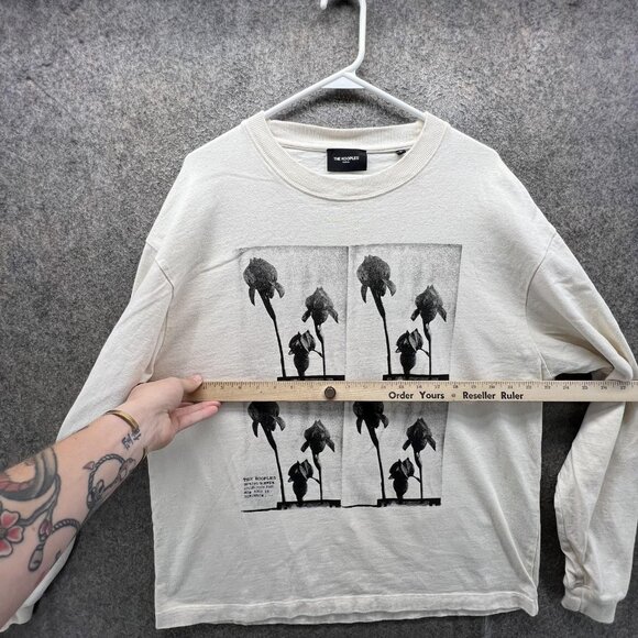 The Kooples Sweatshirt Mens Large Beige Palms Floral Graphic Pullover Knit - Picture 5 of 9